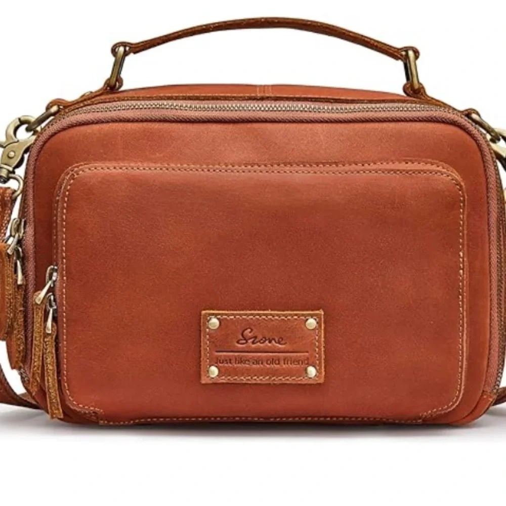 S-ZONE Genuine Leather Crossbody Shoulder Bag Purse Handbag‎